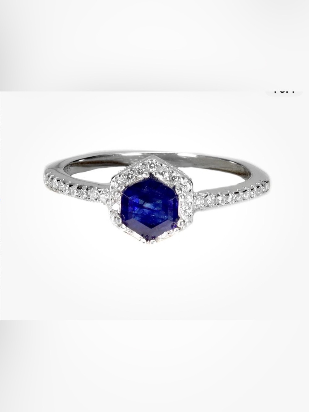 Exquisite Natural .70CT Blue Sapphire Hexagon Zircon 925 Sterling Silver Sz 6.75